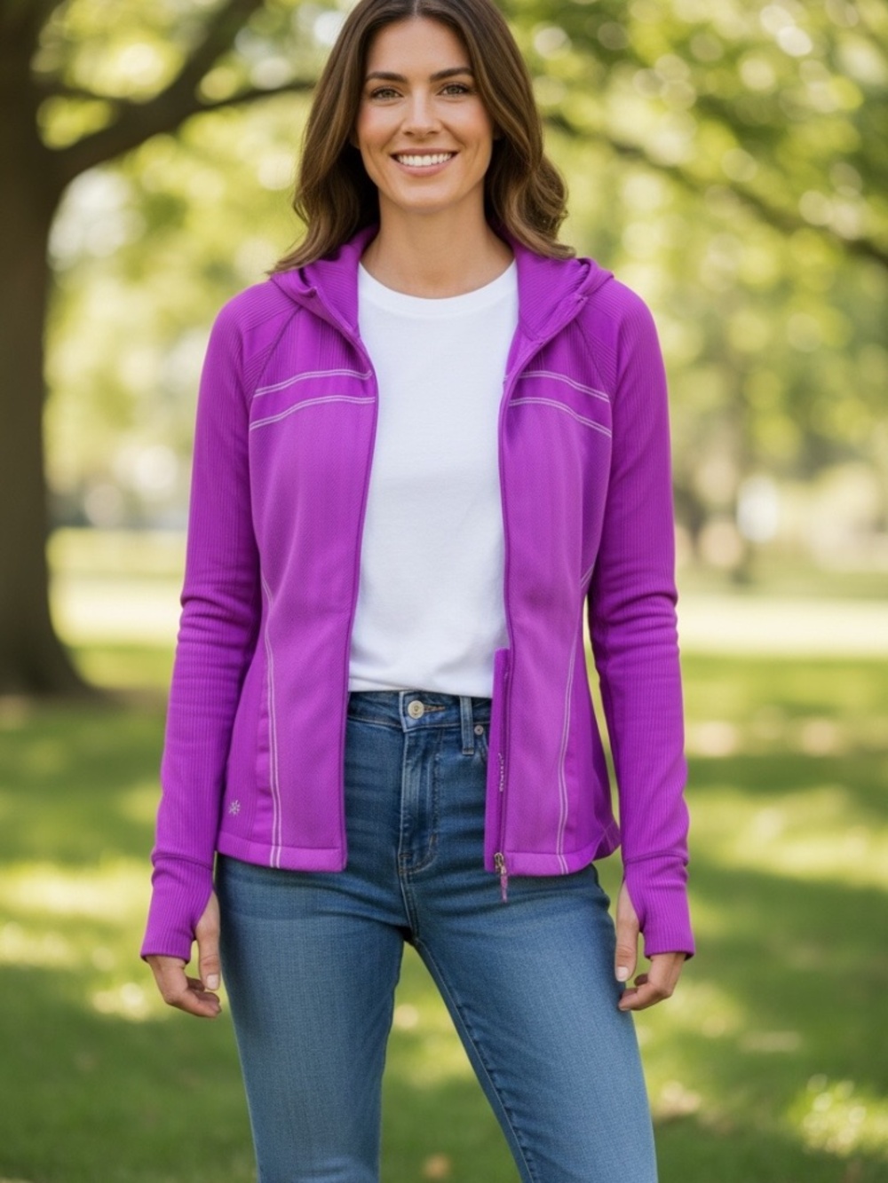 Athleta track purple hoody full zip